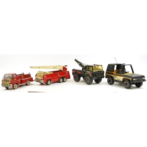 1578A - Four vintage Tonka vehicles including two fire engines, the largest 59cm in length