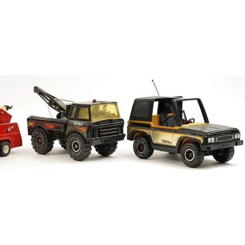 1578A - Four vintage Tonka vehicles including two fire engines, the largest 59cm in length