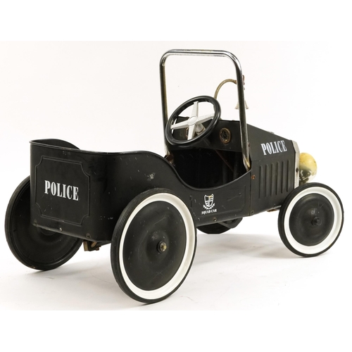 1584 - Retro child's pedal car in the form of a police car, 79cm in length