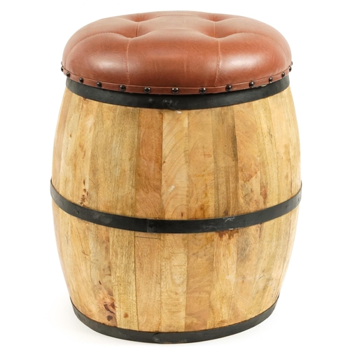 863 - Hendricks gin design barrel seat with padded lift off seat, 53cm high