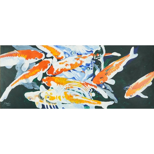 1055 - Clive Fredriksson 2022 - Koi Carp, acrylic on canvas, unframed, 121cm x 51cm