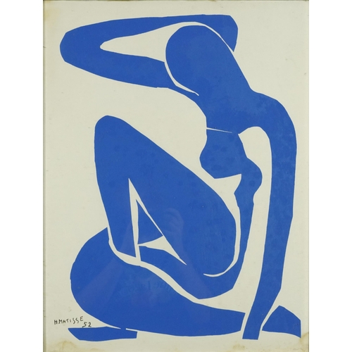 102 - After Henri Matisse - Nu Bleu VI vintage lithograph in colour, The Medici Society label verso, frame... 