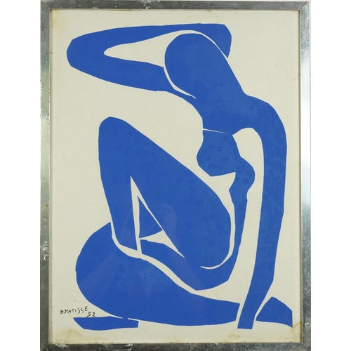 102 - After Henri Matisse - Nu Bleu VI vintage lithograph in colour, The Medici Society label verso, frame... 