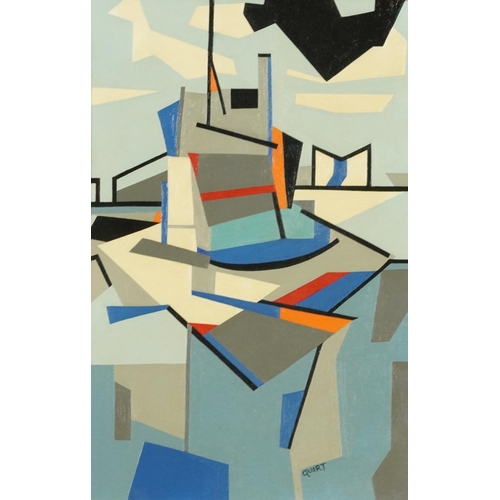 148A - Manner of Walter Quirt - Abstract composition, geometric shapes, oil on board, mounted and framed, 4... 