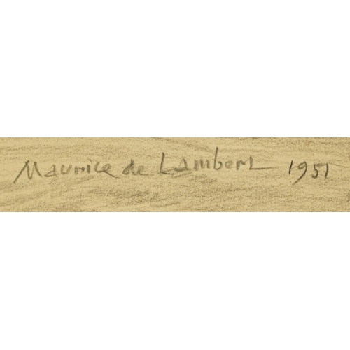 479A - Maurice de Lambert 1951 - Buildings before a landscape, chalk on paper, inscribed verso, mounted and... 