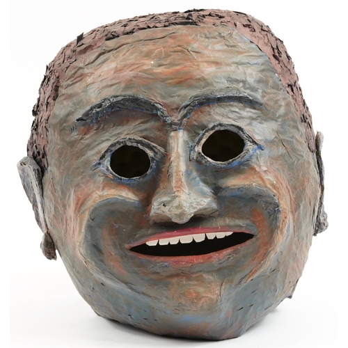 499 - Large hand made papier mache head of a man, 39cm high