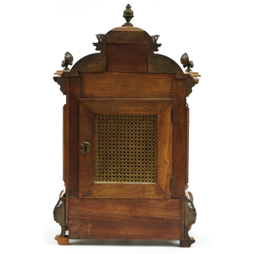 47 - R M Schnekenburger, 19th century German oak cased bracket clock striking on two gongs with bronzed m... 