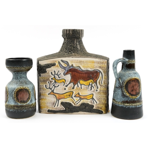 640 - West Germany pottery including a Scheurlch horse vase numbered 281-59, the largest 39cm high