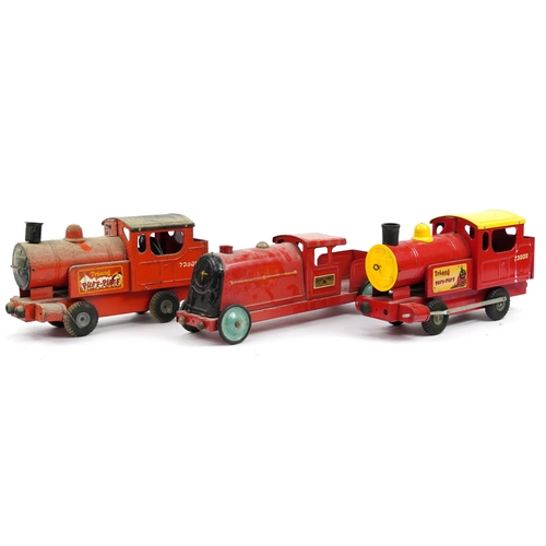 1576 - Three vintage Tri-ang tinplate locomotives including Puff Puff and Tri-ang Express, the largest 45cm... 