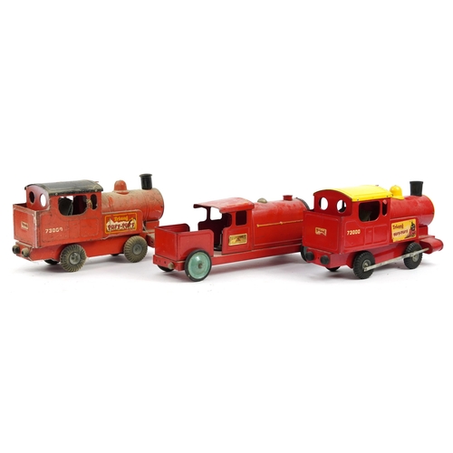 1576 - Three vintage Tri-ang tinplate locomotives including Puff Puff and Tri-ang Express, the largest 45cm... 