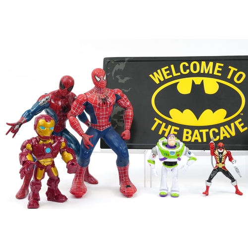 1562 - Superhero toys and collectables including Spiderman, Batman and Storm Trooper action figures, the la... 