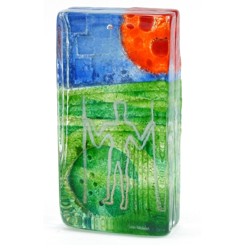 585 - Sarah Peterson for Caithness Glass, Long Man of Wilmington paperweight with box, 23.5cm high