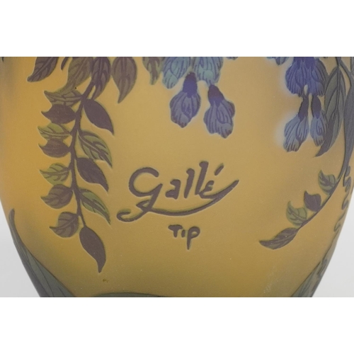 648 - Galle style cameo glass vase decorated with flowers signed Galle Tip, 26.5cm high