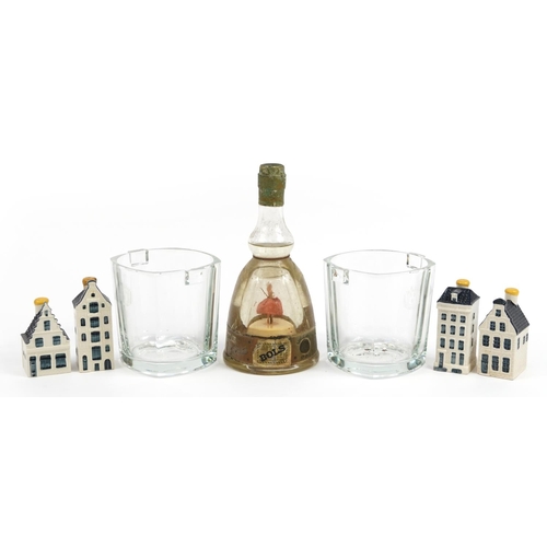 1177 - Drinking items comprising pair of Benedictine crystal Champagne ice buckets, Bols ballerina decanter... 