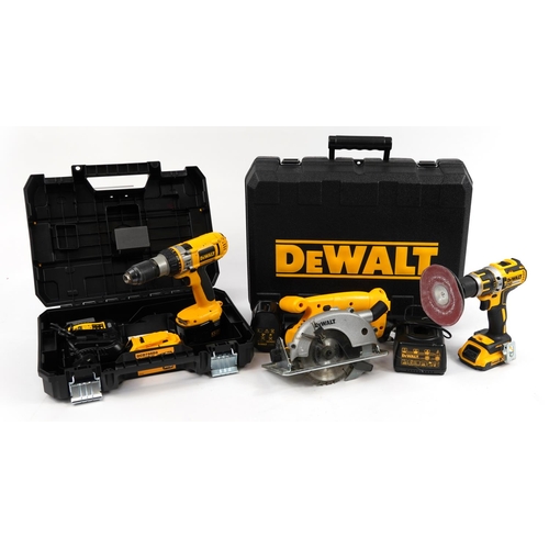 1181 - Dewalt power tools comprising circular saw with case model DW935, cordless drill with case model DW9... 