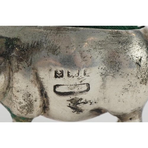 463 - Edwardian novelty silver pincushion in the form of a pig, incomplete hallmarks, Birmingham 1905, 4.5... 