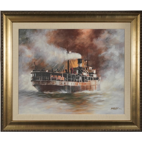 353 - After John Kelly - Ocean liner with Red Buoy, giclee print in colour, limited edition 151/195, mount... 