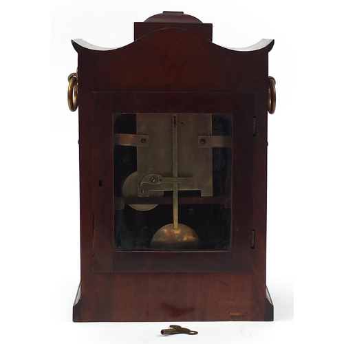 45 - Early 19th century mahogany bracket clock with circular dial painted dial having Roman numerals, 44c... 