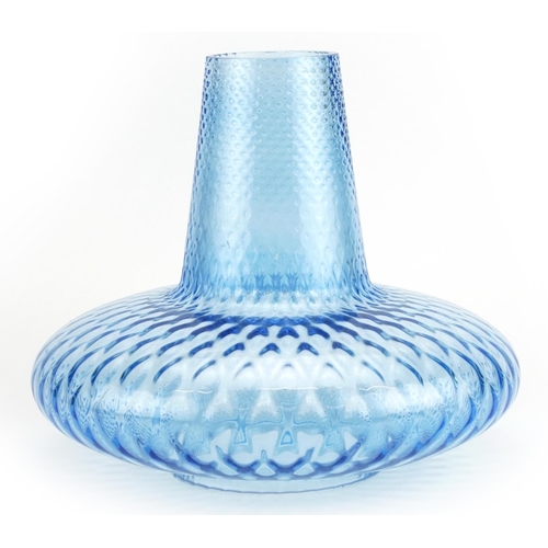 1036 - Blue art glass lamp shade, 27cm high x 30cm in diameter