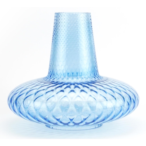 1036 - Blue art glass lamp shade, 27cm high x 30cm in diameter