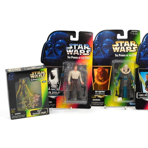 1407 - Star Wars action figures housed in sealed blister packs and boxes including Oola & Salacious Crumb s... 