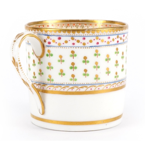 167 - Early 19th century Nantgarw coffee can and saucer hand painted with flowers, the coffee can 6cm high