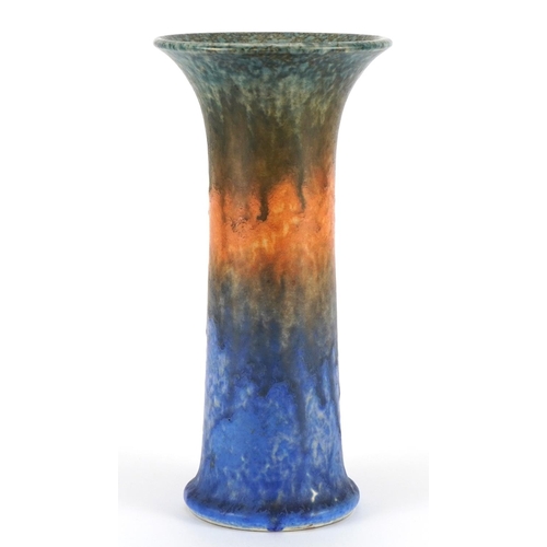 436 - Ruskin pottery vase having a mottled green, orange and blue glazed, signed by William Howson Taylor,... 