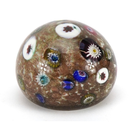 366 - Venetian millefiori glass paperweight with flower canes, approximately 7.5cm in diameter