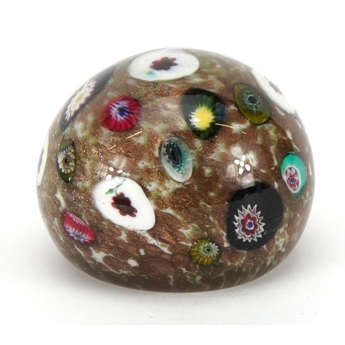 366 - Venetian millefiori glass paperweight with flower canes, approximately 7.5cm in diameter