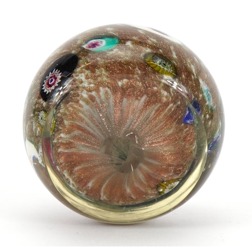 366 - Venetian millefiori glass paperweight with flower canes, approximately 7.5cm in diameter