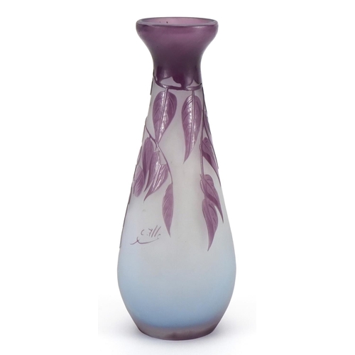32 - Emile Galle, early 20th century French cameo glass vase decorated with fuchsias, 20.5cm high