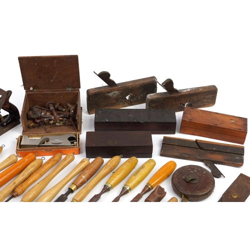 688 - Collection of vintage woodworking tools including Record planes and Marple's chisels