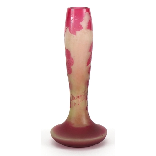 33 - D'Argental, early 20th century French cameo glass vase decorated with rosehips, 15cm high