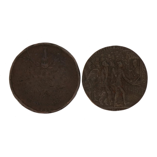 2532 - Two commemorative medals including Lusitania and a Reconnaissance example dated 1859