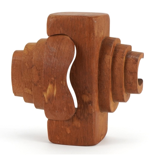 286 - Brian Willsher, Modernist teak abstract carving, indistinctly signed to the base, 18cm high