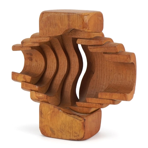 286 - Brian Willsher, Modernist teak abstract carving, indistinctly signed to the base, 18cm high