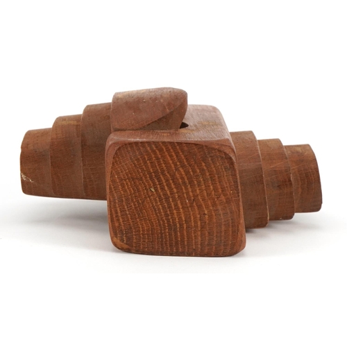 286 - Brian Willsher, Modernist teak abstract carving, indistinctly signed to the base, 18cm high