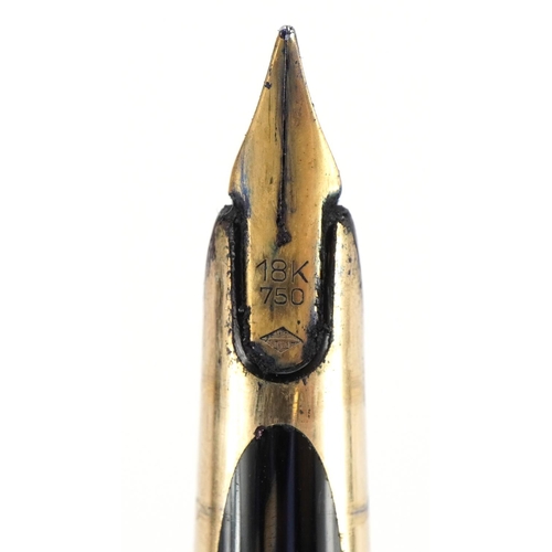 745 - Watermans fountain pen with 18ct gold nib and box together with a Parker gold plated ballpoint pen