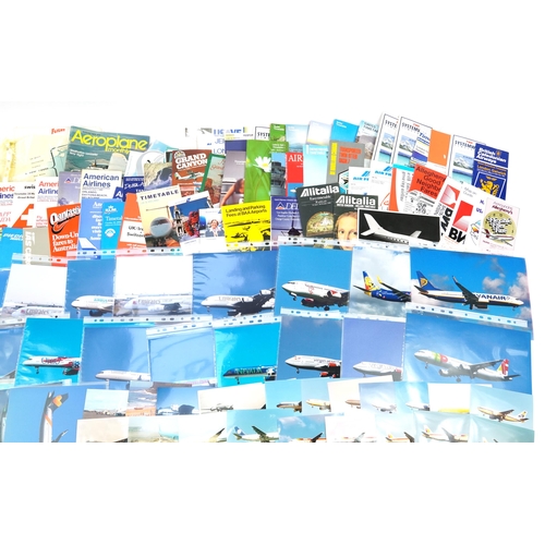 532 - Collection of airline ephemera including timetables, leaflets, photos, prints and calendars