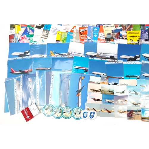 532 - Collection of airline ephemera including timetables, leaflets, photos, prints and calendars