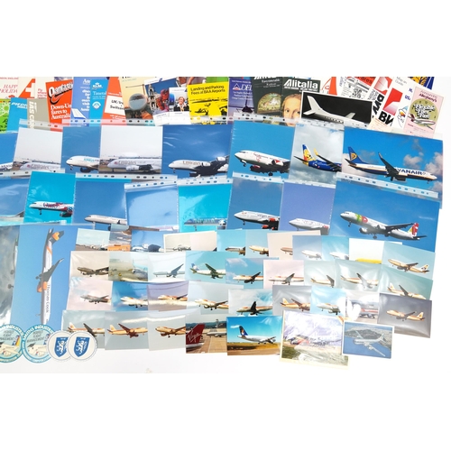 532 - Collection of airline ephemera including timetables, leaflets, photos, prints and calendars