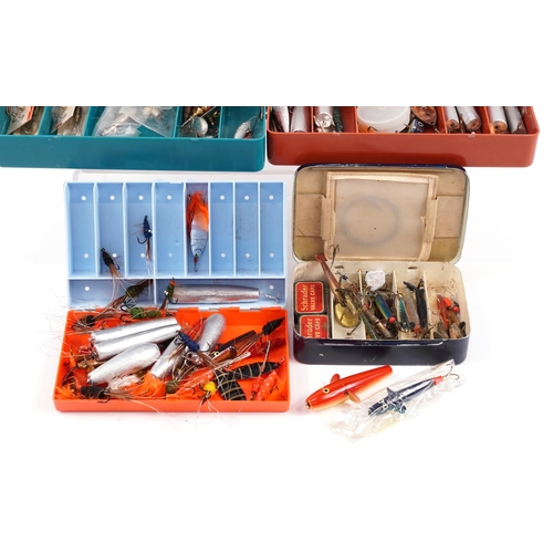 658 - Large collection of vintage and later fishing lures, some named including Abu