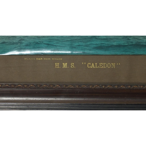 793 - HMS Caledon coloured photograph inscribed Maries Bar Phot Toulon to the mount, mounted, framed and g... 