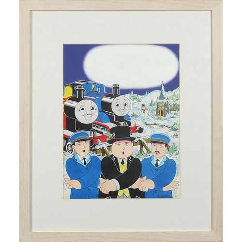 28 - Timothy Marwood '90 - Thomas the Tank Engine, mixed media illustration, inscribed Thomas, cover issu... 