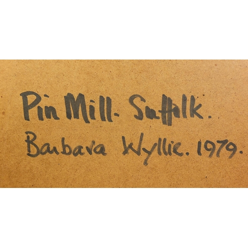 569 - Barbara Wyllie - Mitchell's Boatyard, Poole and Pin Mill, Suffolk, one watercolour and one pastel, m... 