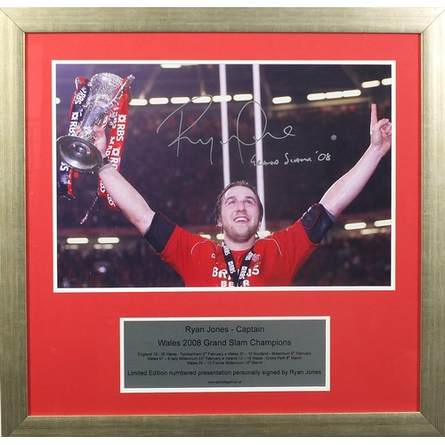 2456 - Welsh rugby interest signed photo display of Ryan Jones and The Perfect Year, Wales' Grand Slam Cham... 