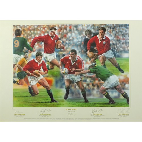 2455 - Pride of Lions by Keith Fearon and Lions' Captains by Peter Cornwell, two rugby interest pencil sign... 