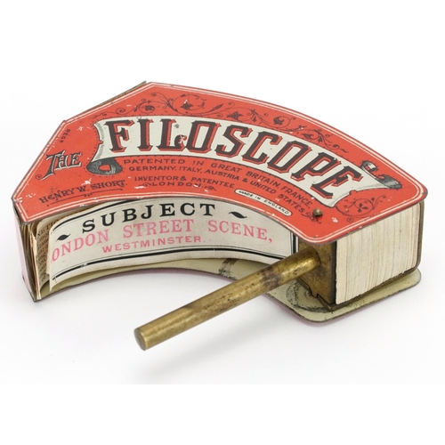 119 - Rare 19th century The Filoscope optical flick book by Henry W Short, subject London street scene Wes... 