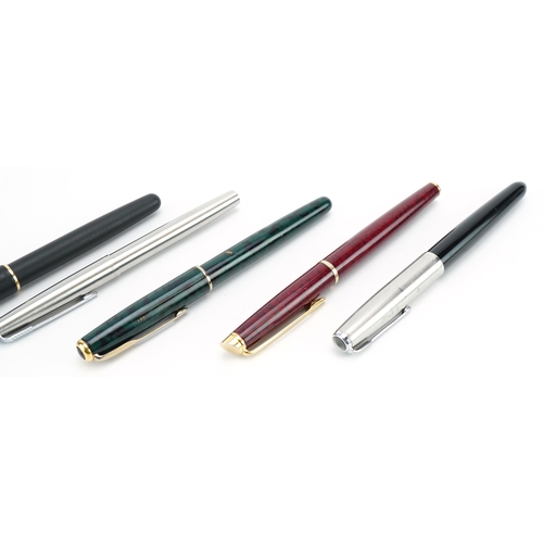 60 - Five Parker and Watermans ballpoint and fountain pens