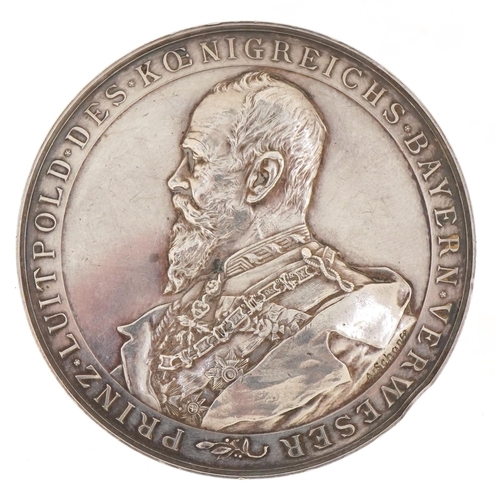 2531 - 19th century German silvered medal commemorating Prince Luitpold by A Boersch, possibly silver, 5.5c... 